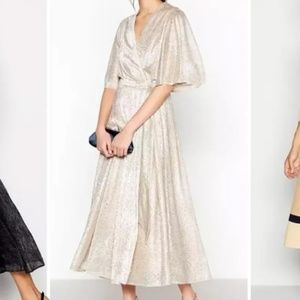 Jenny Packham Sparkle Midi Wrap Dress